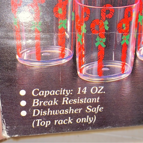 Vintage Acrylic Candy Cane Rocks Glasses Set of 4 Retro Holiday Drinkware 14oz - Picture 4 of 14